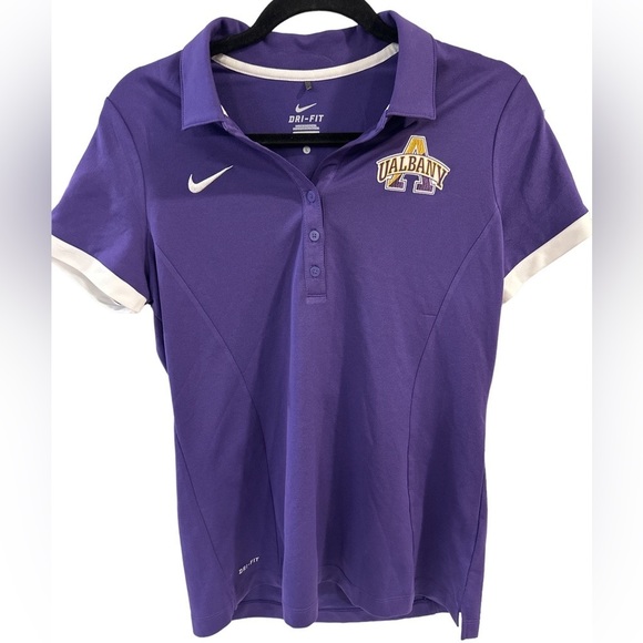 Nike Dri-Fit U Albany ‎ Women’s Fitted Polo Large Purple Very Good Condition - Picture 1 of 3